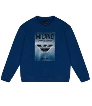 Armani Rundhals-Sweatshirt 6H4MM1 mit Avion-Farblogo für Kinder