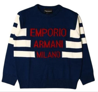 Armani Maglione Con Logo 6H4MXK Strisce Bianche Da Bambino