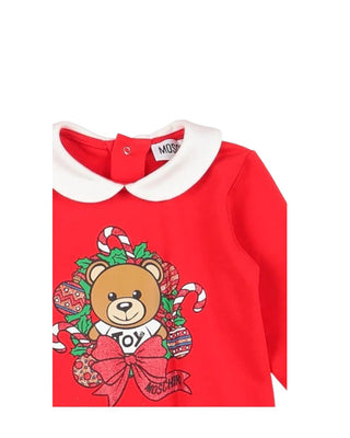 Moschino Teddy Christmas Romper mut03o In Warm Cotton