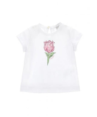 Monnalisa Crewneck T-Shirt 31A605 With Pink Print Baby