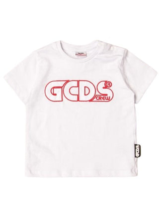 GCDS T-Shirt mit Rundhalsausschnitt und Logo vorne, 027940