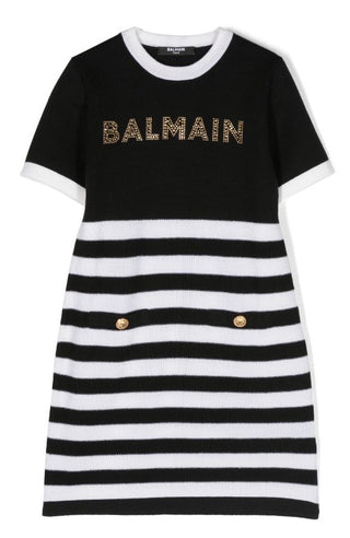 Balmain Kleid mit Rundhalsausschnitt BT1B61-W0012