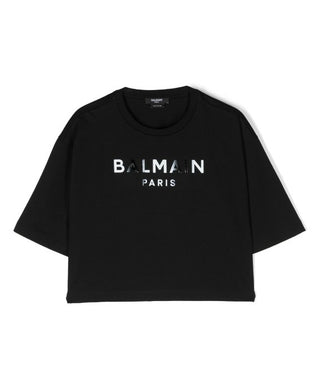 Balmain cropped T-shirt with logo BS8B93-J0177