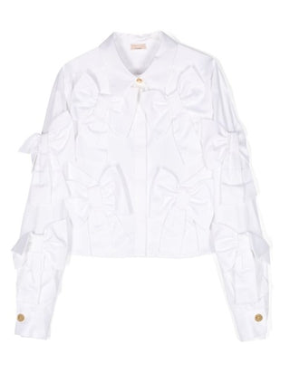 Elisabetta Franchi Cropped Shirt with Bows EFCA209