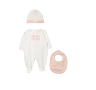 Elisabetta Franchi Onesie mit Mütze und Lätzchen enkt053.0