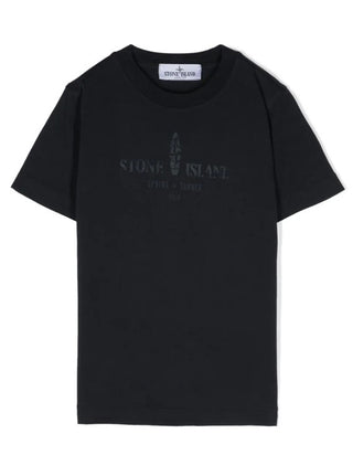 Stone Island T-shirt girocollo con logo frontale 801621079