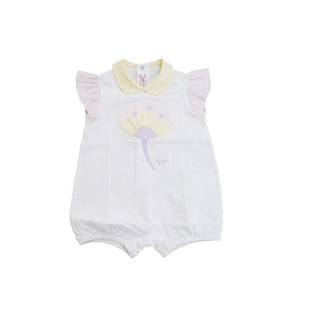 The Owl Romper with flower applied to252m0032 CLIPS