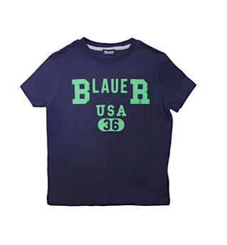 Blauer T-Shirt mit Rundhalsausschnitt und aufgedrucktem Logo 22SBLKH02466