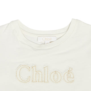 Chloè T-shirt con logo sul davanti C15E03