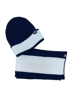 Armani Kids Striped Hat With Scarf 9RYV01