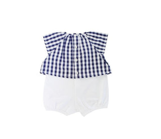 The Owl Checkered Romper to176c3099 Back Buttons