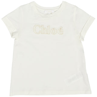 Chloè T-shirt con logo sul davanti C15E03