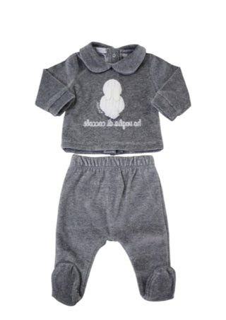 Nanan Two Piece Romper 0140 In Grey Chenille