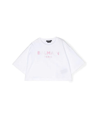 Balmain cropped T-shirt with logo BS8B93-J0177